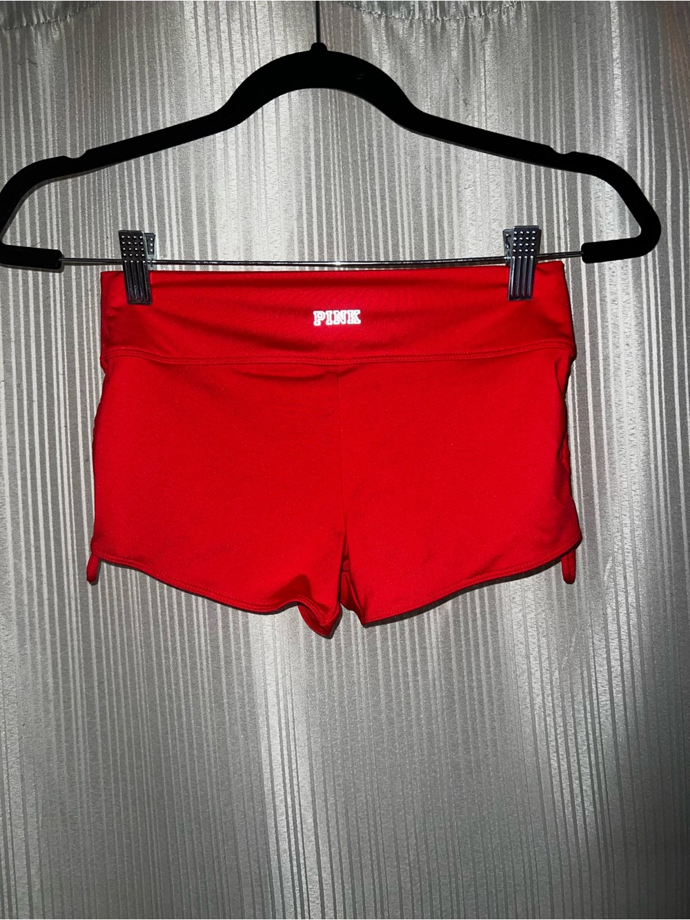 PINK Victoria's Secret Gym to Swim Ruched side Bright Red Athletic Shorts Small